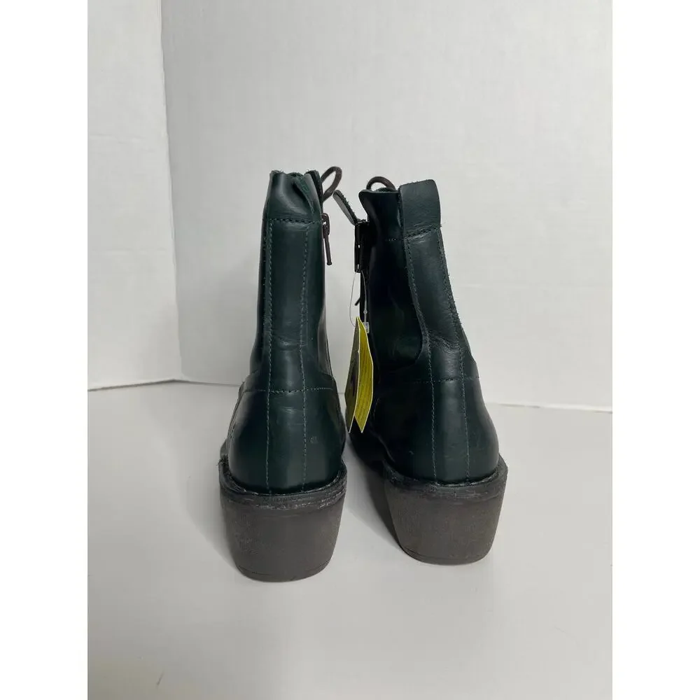NEW NWOB Fly London Women's MILU Side-Zip Lace-up Ankle Boot Green Sizde 37